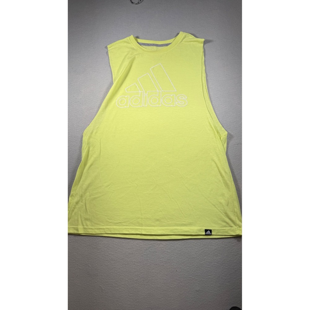 Adidas Ultimate 2.0 Climalite Tank Top Mens Large Neon Yellow Muscle Tee Logo